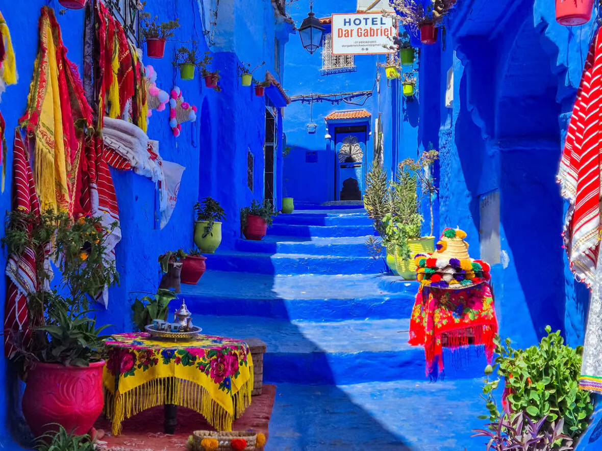 Vicoli blu di Chefchaouen, la città blu del nord del Marocco