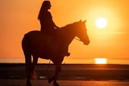 Passeggiata a cavallo sulla spiaggia di Essaouira al tramonto