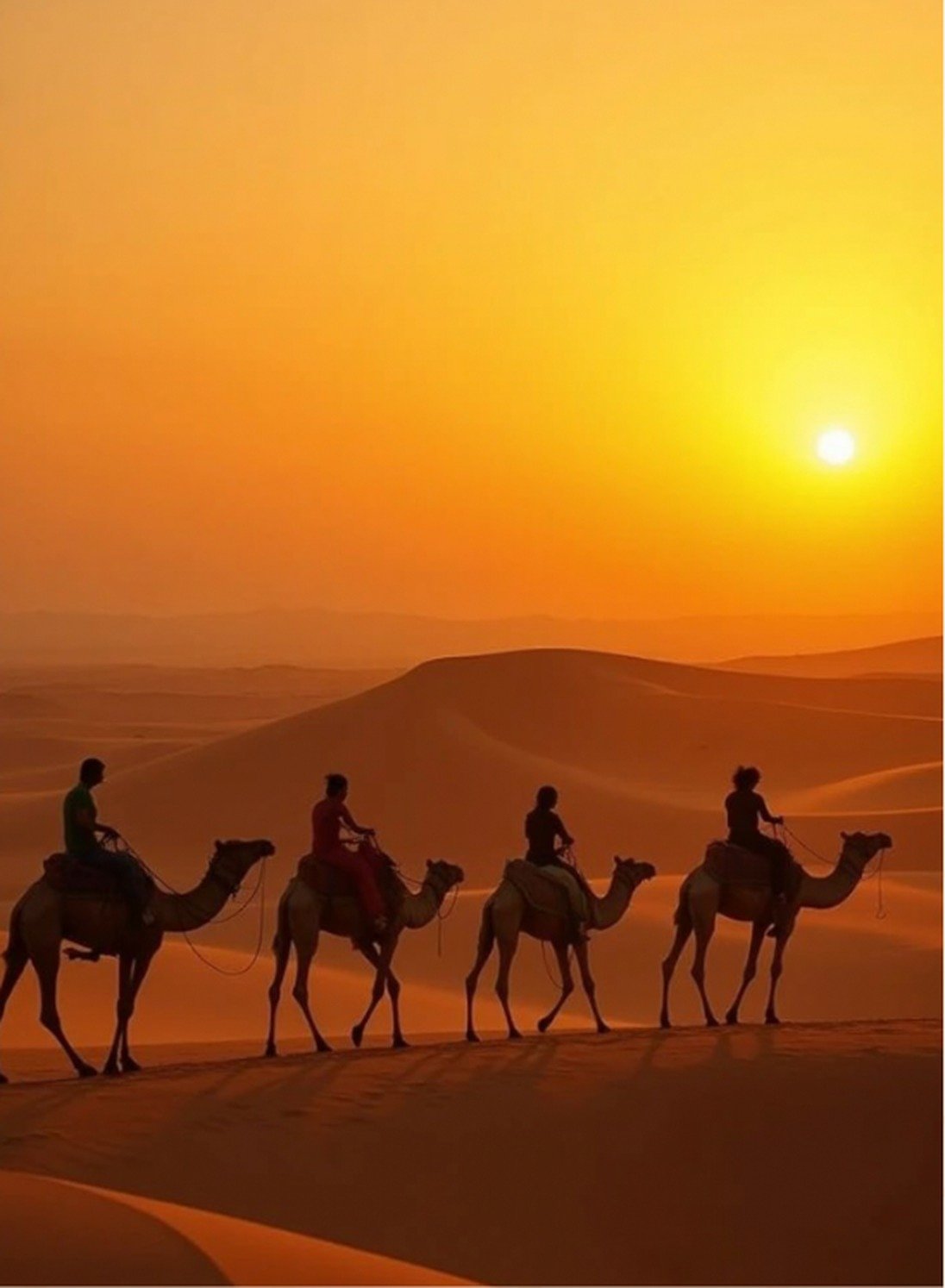 Dromedari sulle dune di Merzouga nel Sahara marocchino
